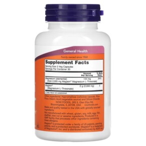 Thành phần vi chất của NOW Foods Magtein Magnesium L-Threonate 90 Veg Capsules 733739023902