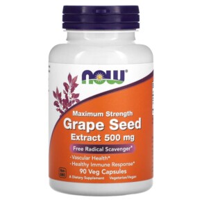Thực phẩm chức năng NOW Foods Maximum Strength Grape Seed Extract 500 mg 90 Veg Capsules 733739033956