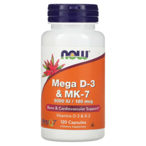 Thực phẩm chức năng NOW Foods Mega D-3 & MK-7 120 Capsules 733739003867