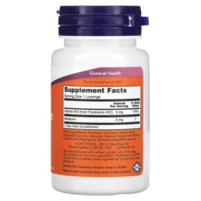 Thành phần vi chất của NOW Foods Melatonin 3 mg 180 Lozenges 733739032591