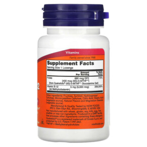 Thành phần vi chất của NOW Foods Methyl B-12 5.000 mcg 60 Lozenges 733739004963