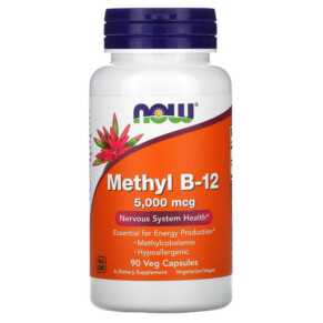 Thực phẩm chức năng NOW Foods Methyl B-12 5.000 mcg 90 Veg Capsules 733739005052