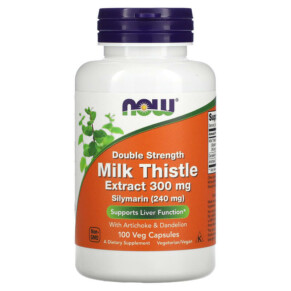 Thực phẩm chức năng NOW Foods Milk Thistle Extract Double Strength 300 mg 100 Veg Capsules 733739047397