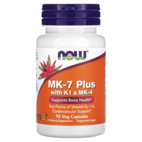 Thực phẩm chức năng NOW Foods MK-7 Plus with K1 & MK-4 90 Veg Capsules 733739009975