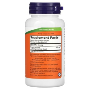 Thành phần vi chất của NOW Foods Moringa Leaf 90 Veg Capsules 733739040206