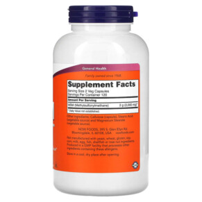 Thành phần vi chất của NOW Foods MSM 1.000 mg 240 Veg Capsules 733739021212