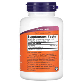 Thành phần vi chất của NOW Foods MSM Powder 8 oz (227 g) 733739021250