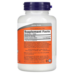 Thành phần vi chất của NOW Foods NAC 1.000 mg 120 Tablets 733739001856