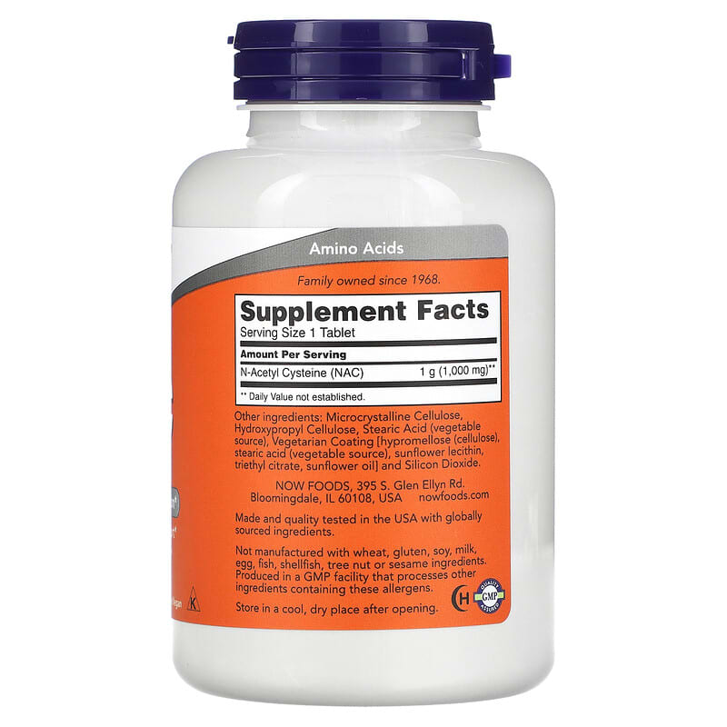 NOW Foods NAC 1.000 mg 120 Tablets 2 Thành phần vi chất của NOW Foods NAC 1.000 mg 120 Tablets 733739001856