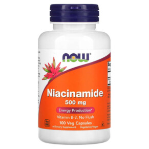 Thực phẩm chức năng NOW Foods Niacinamide 500 mg 100 Veg Capsules 733739004789