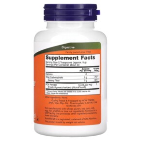Thành phần vi chất của NOW Foods NutraFlora FOS Pure Powder 4 oz (113 g) 733739029423