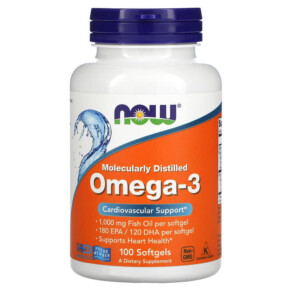 Thực phẩm chức năng NOW Foods Omega-3 180 EPA / 120 DHA 100 Softgels 733739016508