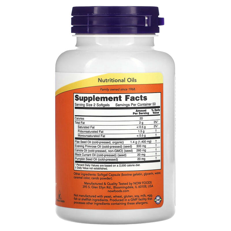 NOW Foods Omega 3-6-9 1.000 mg 100 Softgel 2 Thành phần vi chất của NOW Foods Omega 3-6-9 1.000 mg 100 Softgel 733739018359