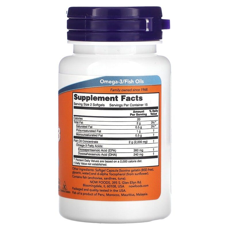 NOW Foods Omega-3 Fish Oil 500 mg 30 Softgels 2 Thành phần vi chất của NOW Foods Omega-3 Fish Oil 500 mg 30 Softgels 733739016492