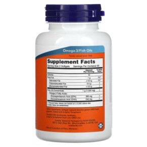 Thành phần vi chất của NOW Foods Omega-3 Mini Gels 180 EPA / 120 DHA 180 Softgels 733739016850