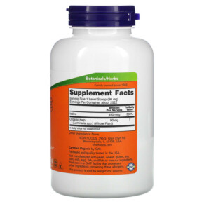 Thành phần vi chất của NOW Foods Organic Kelp Pure Powder 8 oz (227 g) 733739026767