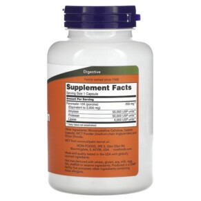 Thành phần vi chất của NOW Foods Pancreatin 2000 250 Capsules 733739029461