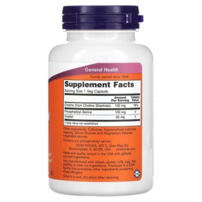 Thành phần vi chất của NOW Foods Phosphatidyl Serine 100 mg 120 Veg Capsules 733739023810