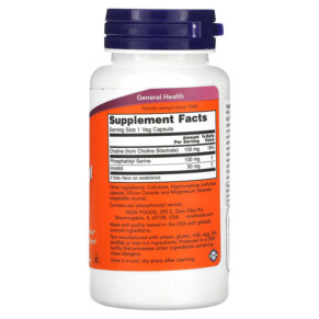 Thành phần vi chất của NOW Foods Phosphatidyl Serine 100 mg 60 Veg Capsules 733739023803