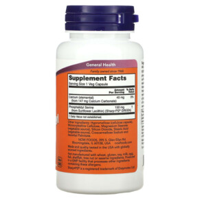 Thành phần vi chất của NOW Foods Phosphatidyl Serine Soy-Free 150 mg 60 Veg Capsules 733739023896