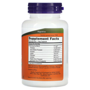 Thành phần vi chất của NOW Foods Plant Enzymes 120 Veg Capsules 733739029669