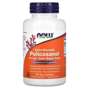 Thực phẩm chức năng NOW Foods Policosanol Extra Strength 40 mg 90 Veg Capsules 733739018250