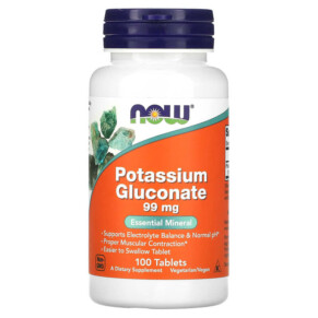 Thực phẩm chức năng NOW Foods Potassium Gluconate 99 mg 100 Tablets 733739014603