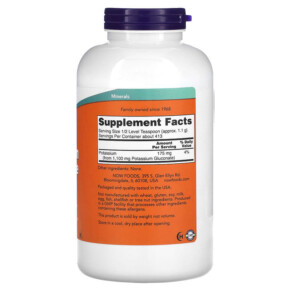 Thành phần vi chất của NOW Foods Potassium Gluconate Pure Powder 1 lb (454 g) 733739014719