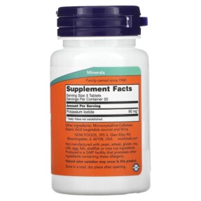 Thành phần vi chất của NOW Foods Potassium Iodide 30 mg 60 Tablets 733739014542