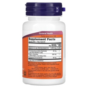 Thành phần vi chất của NOW Foods PQQ Energy 30 Veg Capsules 733739031686