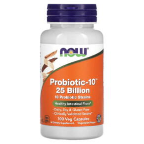 Thực phẩm chức năng NOW Foods Probiotic-10 25 Billion 100 Veg Capsules 733739029331