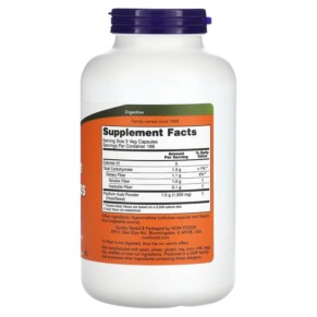 Thành phần vi chất của NOW Foods Psyllium Husk Caps 500 mg 500 Veg Capsules 733739059727