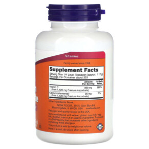 Thành phần vi chất của NOW Foods Pure Buffered Calcium Ascorbate Vitamin C Powder 8 oz (227 g) 733739007520