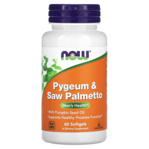 Thực phẩm chức năng NOW Foods Pygeum & Saw Palmetto Men's Health 60 Softgels 733739047281