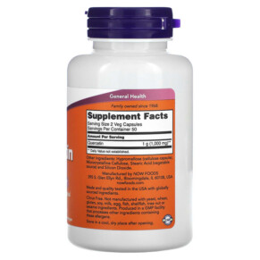 Thành phần vi chất của NOW Foods Quercetin 500 mg 100 Veg Capsules 733739030726