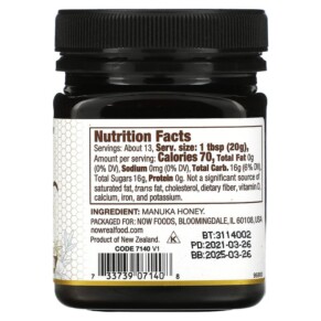 Thành phần vi chất của NOW Foods Real Food Manuka Honey MGO 250 8.8 oz (250 g) 733739071408