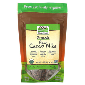 Thực phẩm chức năng NOW Foods Real Food Organic Raw Cacao Nibs 8 oz (227 g) 733739066763