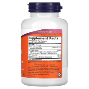 Thành phần vi chất của NOW Foods Red Yeast Rice 120 Veg Capsules 733739033345