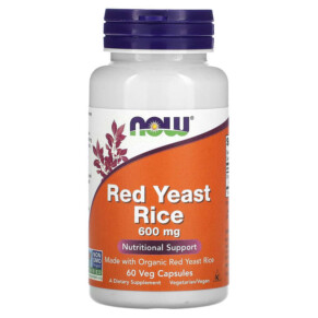Thực phẩm chức năng NOW Foods Red Yeast Rice 600 mg 60 Veg Capsules 733739035004
