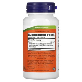 Thành phần vi chất của NOW Foods Relora 300 mg 60 Veg Capsules 733739033420