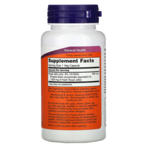 Thành phần vi chất của NOW Foods Royal Jelly 1.500 mg 60 Veg Capsules 733739025654