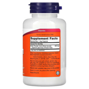 Thành phần vi chất của NOW Foods Rutin 450 mg 100 Veg Capsules 733739007353