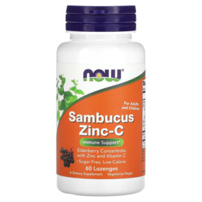 Thực phẩm chức năng NOW Foods Sambucus Zinc-C 60 Lozenges 733739033840