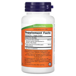 Thành phần vi chất của NOW Foods Saw Palmetto Extract Men's Health 320 mg 90 Veggie Softgels 733739047564