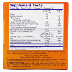 Thành phần vi chất của NOW Foods Shots B-12 Mixed Berry 10.000 mcg 12 Shots 0.5 fl oz (15 ml) Each 733739004536