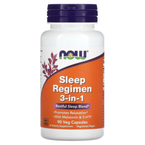Thực phẩm chức năng NOW Foods Sleep Regimen 3-in-1 90 Veg Capsules 733739047694