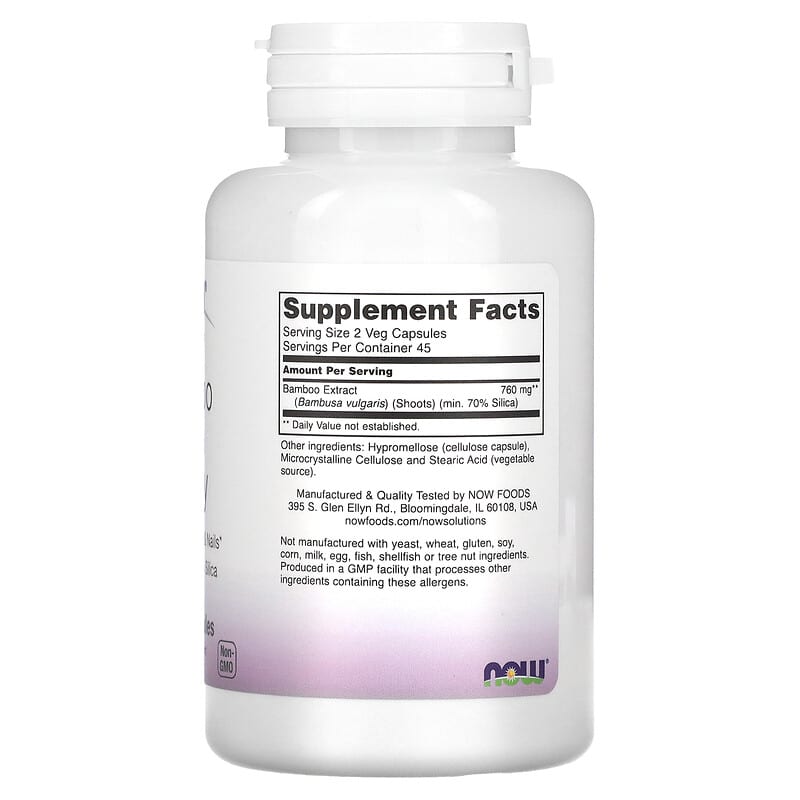 NOW Foods Solutions Bamboo Silica Beauty 90 Veg Capsules 2 Thành phần vi chất của NOW Foods Solutions Bamboo Silica Beauty 90 Veg Capsules 733739084040
