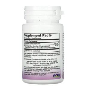 Thành phần vi chất của NOW Foods Solutions Glutathione Skin Brightener 30 Veg Capsules 733739033789