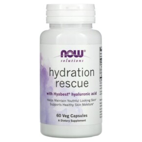 Thực phẩm chức năng NOW Foods Solutions Hydration Rescue with Hyabest Hyaluronic Acid 60 Veg Capsules 733739033888