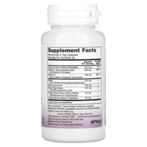 Thành phần vi chất của NOW Foods Solutions Wrinkle Rescue 60 Veg Capsules 733739033673